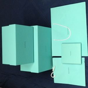 Authentic Tiffany and co. gift boxes and bags.